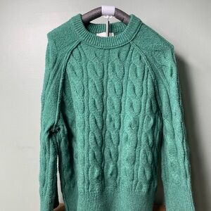 Pink Rose Teal Cable Knit Women's Sweater